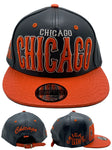 Chicago E-Flag Stacked Leather Strapback Hat