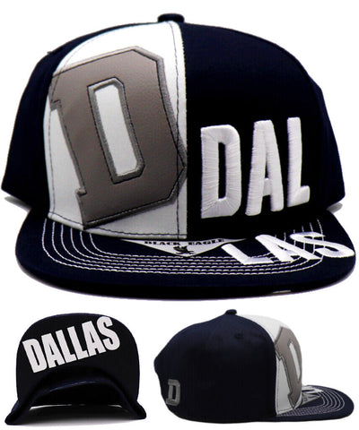 Dallas Black Eagle D Panel Snapback Hat