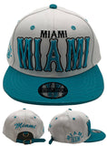 Miami E-Flag Stacked Leather Strapback Hat