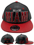 Miami E-Flag Stacked Leather Strapback Hat