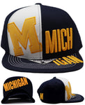 Michigan Black Eagle M Panel Snapback Hat