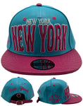 New York E-Flag Stacked Leather Strapback Hat