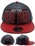 New York E-Flag Stacked Leather Strapback Hat