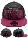 Pittsburgh E-Flag Stacked Leather Strapback Hat