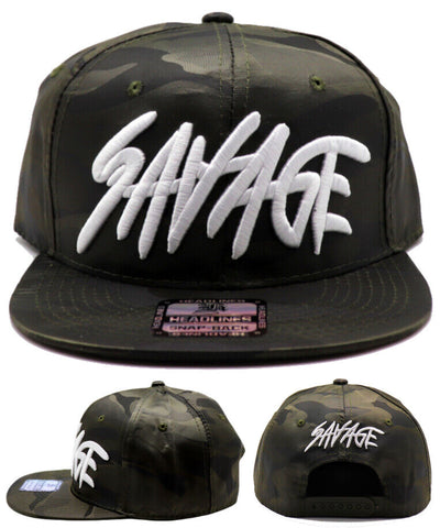 Savage Headlines Camo Snapback Hat