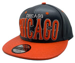 Chicago E-Flag Stacked Leather Strapback Hat