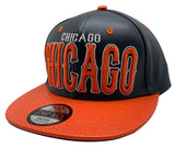 Chicago E-Flag Stacked Leather Strapback Hat