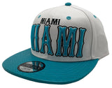 Miami E-Flag Stacked Leather Strapback Hat