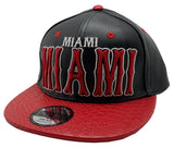 Miami E-Flag Stacked Leather Strapback Hat