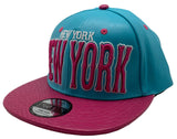 New York E-Flag Stacked Leather Strapback Hat