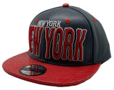 New York E-Flag Stacked Leather Strapback Hat