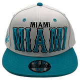 Miami E-Flag Stacked Leather Strapback Hat