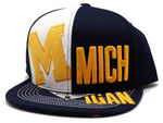 Michigan Black Eagle M Panel Snapback Hat