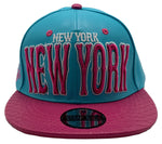 New York E-Flag Stacked Leather Strapback Hat