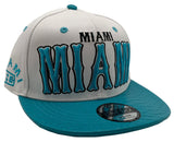 Miami E-Flag Stacked Leather Strapback Hat