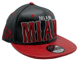 Miami E-Flag Stacked Leather Strapback Hat