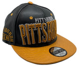 Pittsburgh E-Flag Stacked Leather Strapback Hat