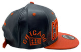 Chicago E-Flag Stacked Leather Strapback Hat