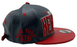 New York E-Flag Stacked Leather Strapback Hat