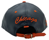 Chicago E-Flag Stacked Leather Strapback Hat