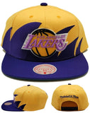Los Angeles Lakers Mitchell & Ness Sharktooth Gold Purple Snapback Hat Cap