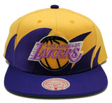 Los Angeles Lakers Mitchell & Ness Sharktooth Gold Purple Snapback Hat Cap
