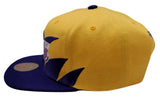 Los Angeles Lakers Mitchell & Ness Sharktooth Gold Purple Snapback Hat Cap