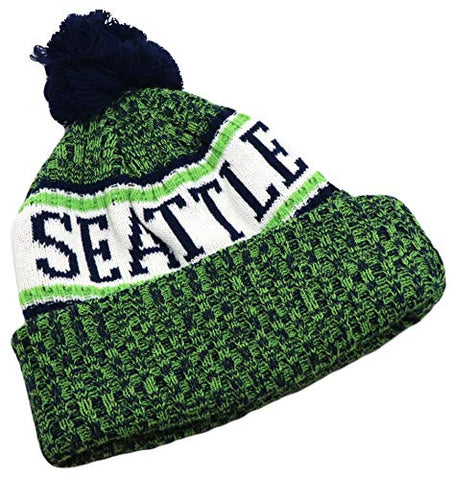 Seattle Headlines Lined Cuffed Pom Beanie