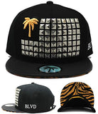 BLVD Supply Palm Studded Flag Tiger Fur Snapback Hat