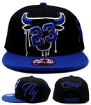 Chicago Greatest 23 MJ Bull Head Drip Snapback Hat