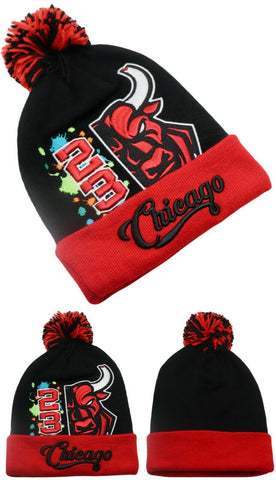 Chicago Greatest 23 Splash Cuffed Pom Beanie