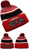 Chicago Headlines Horned Cuffed Pom Knit Beanie
