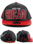 Chicago E-Flag Stacked Leather Strapback Hat