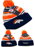 Denver Broncos Outerstuff Youth NFL Proline Striped Cuffed Pom Beanie