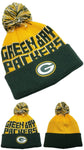 Green Bay Packers NFL Proline Youth Cuffed Pom Beanie