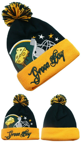 Green Bay Premium Colossal Cuffed Pom Beanie