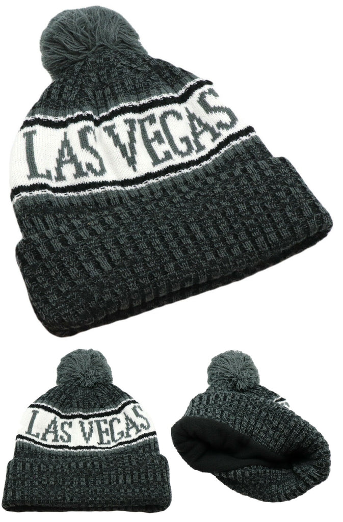 Las Vegas Headlines Lined Cuffed Pom Beanie – The Hat Store USA