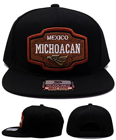 Mexico Headlines Michoacán Leather Patch Snapback Hat