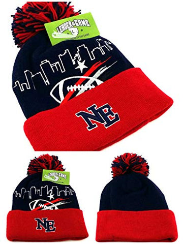 New England Leader of the Game Patriots Skyline Cuffed Pom Beanie