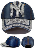 New York Headlines Women's Denim Bling Strapback Hat