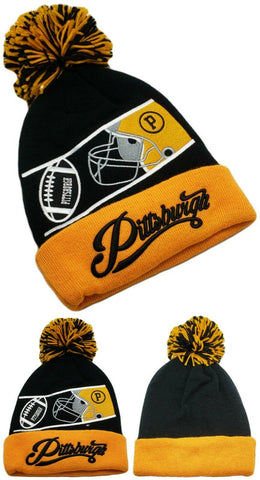 Pittsburgh Premium Blade Cuffed Pom Beanie