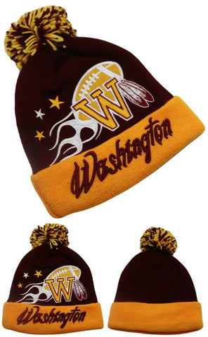 Washington Premium Colossal Flame Cuffed Pom Beanie