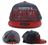 Washington DC E-Flag Stacked Leather Strapback Hat