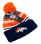 Denver Broncos Outerstuff Youth NFL Proline Striped Cuffed Pom Beanie