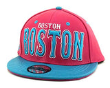 Boston E-Flag Stacked Leather Strapback Hat