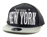 New York E-Flag Stacked Leather Strapback Hat