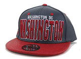 Washington DC E-Flag Stacked Leather Strapback Hat