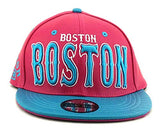 Boston E-Flag Stacked Leather Strapback Hat