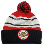 Chicago Blackhawks Mitchell & Ness Quilted Crown Cuffed Pom Beanie