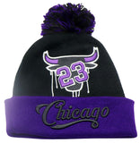 Chicago Greatest 23 Bull Drip Cuffed Pom Beanie